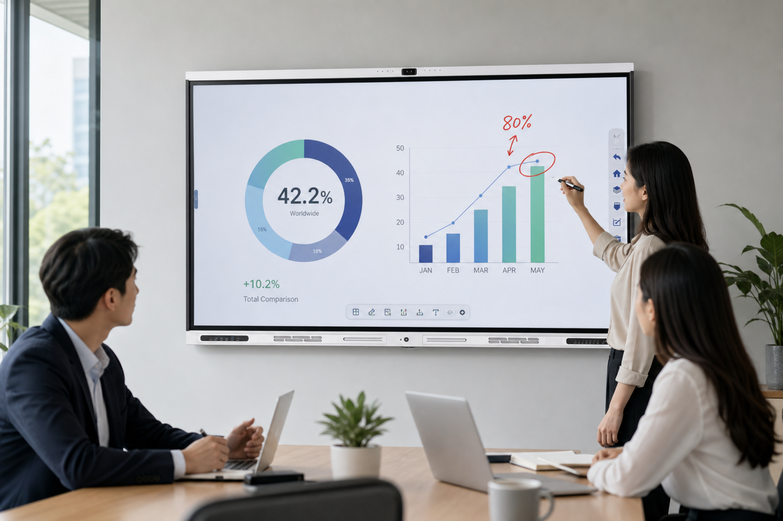 Kangway Q9M interactive whiteboard in a meeting room