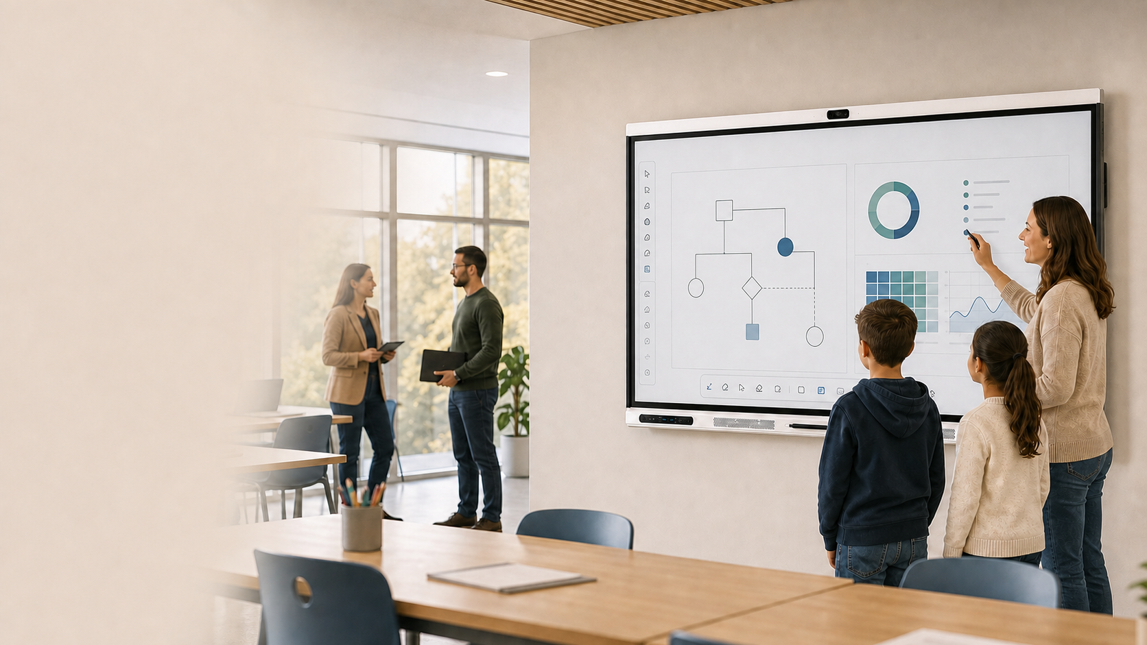 Q9M interactive whiteboard for teaching and business collaboration