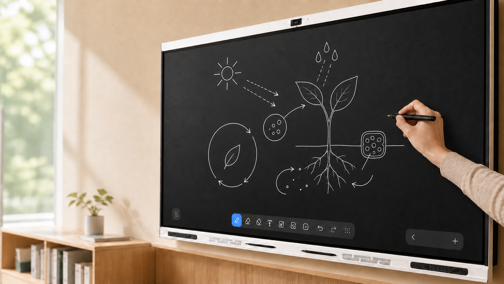 Q9M etched glass with a matte low-reflection writing surface