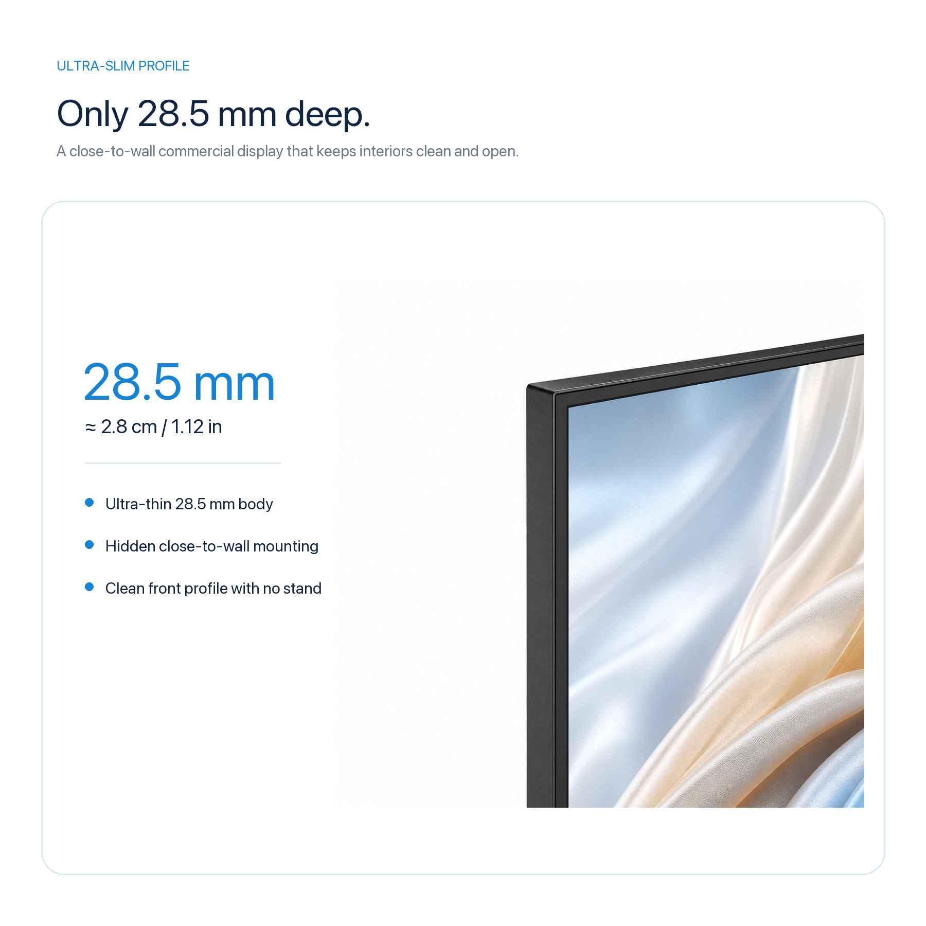 2.8 cm uniform display profile close-up