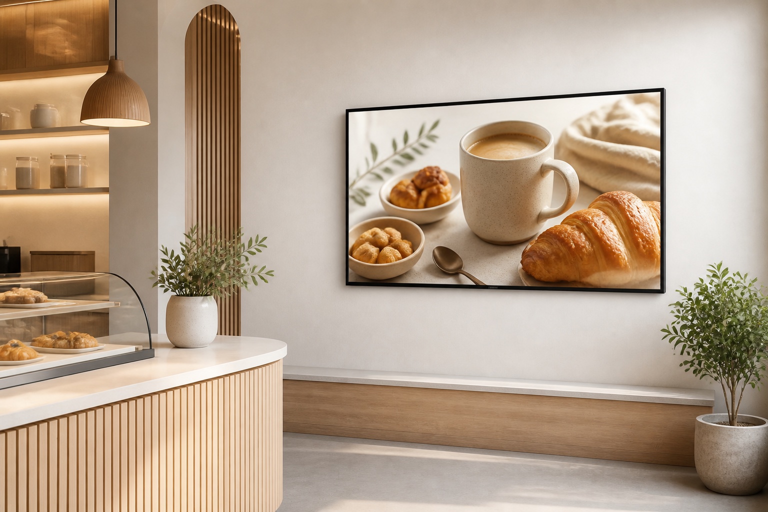 43-inch Kangway ultra-slim wall display in a commercial interior